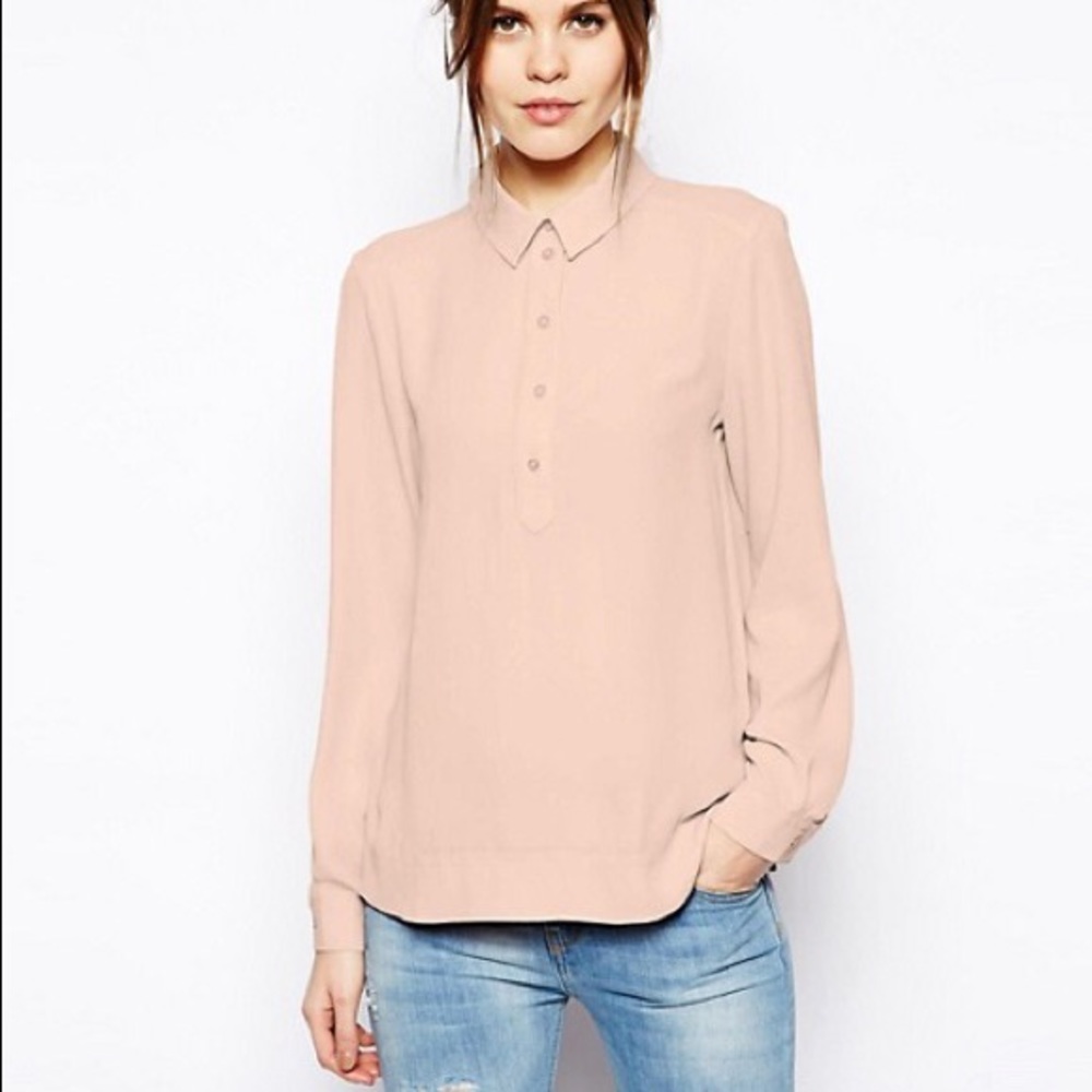 ASOS Half Placket Blouse in Blush